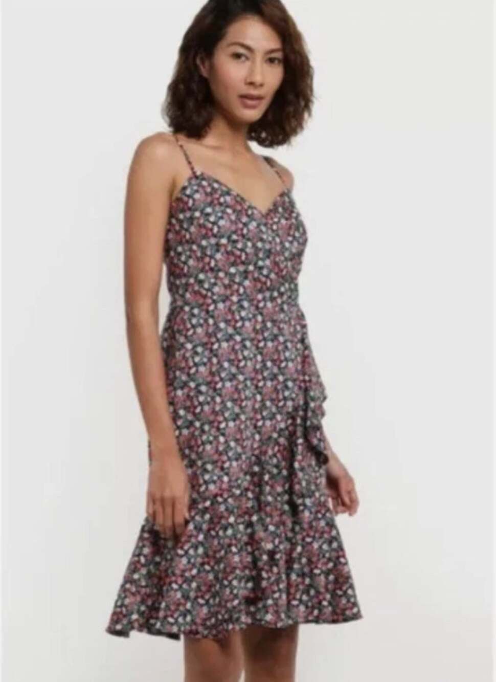 J.Crew Meringue Dress Liberty Sarah Micro-Floral on Blue Ruffle sz. 12